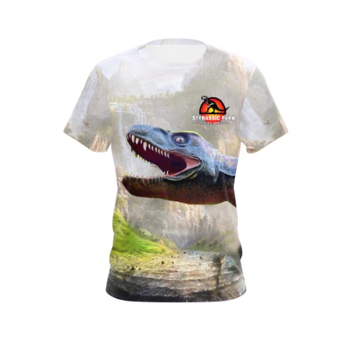 Image of Styrassic Park Tyrannosaurus Rex T-Shirt in Rocky Mountains