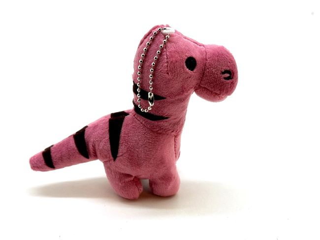 Image of Brachiosaurus plush keychain pink