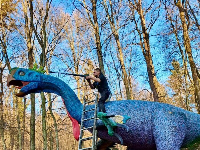 Entstehung er Beton-Dinosaurier im Styrassic Park